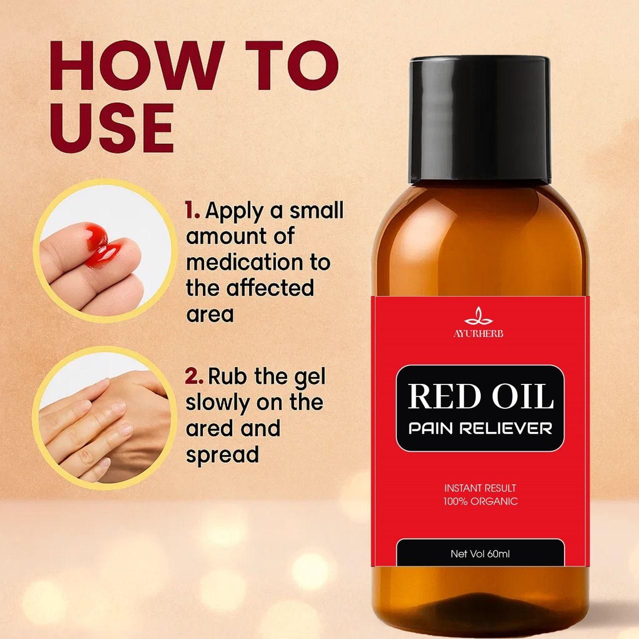 Red Instant Pain Relief Oil 60ml (Buy 1 Get 1 Free)